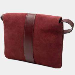 Pre Owned حقيبة كروس غوتشي أرلي شامواه أحمر وسط