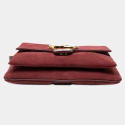 Pre Owned حقيبة كروس غوتشي أرلي شامواه أحمر وسط