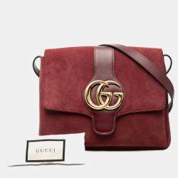 Pre Owned حقيبة كروس غوتشي أرلي شامواه أحمر وسط