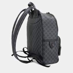 Pre Owned Gucci Gg Emblem Medium Backpack Fabric And Leather Black