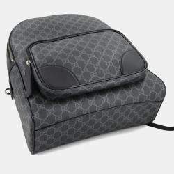 Pre Owned Gucci Gg Emblem Medium Backpack Fabric And Leather Black