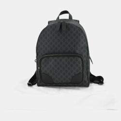 Pre Owned Gucci Gg Emblem Medium Backpack Fabric And Leather Black
