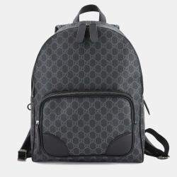 Pre Owned Gucci Gg Emblem Medium Backpack Fabric And Leather Black