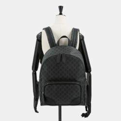 Pre Owned Gucci Gg Emblem Medium Backpack Fabric And Leather Black