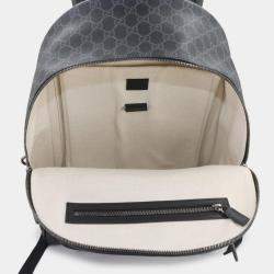 Pre Owned Gucci Gg Emblem Medium Backpack Fabric And Leather Black