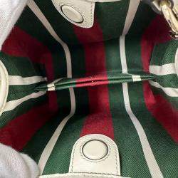 Pre Owned Gucci Gg Emblem Small Bucket Bag White Leather