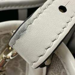 Pre Owned Gucci Gg Emblem Small Bucket Bag White Leather