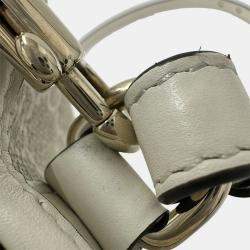Pre Owned Gucci Gg Emblem Small Bucket Bag White Leather