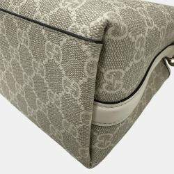 Pre Owned Gucci Gg Emblem Small Bucket Bag White Leather