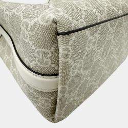 Pre Owned Gucci Gg Emblem Small Bucket Bag White Leather