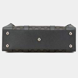 Pre Owned Gucci Gg Supreme Ophidia Medium Handbag Shoulder Bag Grey Pvc Leather