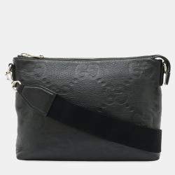 Pre Owned حقيبة غوتشي وسط Jumbo GG كروس بودي أو حقيبة كتف أو كلاتش جلد أسود