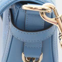 Pre Owned Gucci Luce Small Shoulder Bag In Gg Canvas And Leather Blue