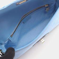 Pre Owned Gucci Luce Small Shoulder Bag In Gg Canvas And Leather Blue