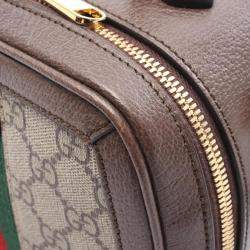 Pre Owned Gucci Ophidia Mini Top Handle Handbag Coated Canvas And Leather Beige Brown Multicolor