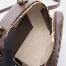 Pre Owned Gucci Ophidia Mini Top Handle Handbag Coated Canvas And Leather Beige Brown Multicolor