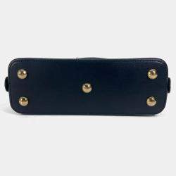 مملوكة مسبقًا حقيبة غوتشي هورسبيت 1955 صغيرة بيد علوية كانفاس/جلد بيج/كحلي غامق