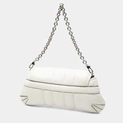 Pre Owned حقيبة يد/كتف غوتشي بيت لجام جلد أبيض