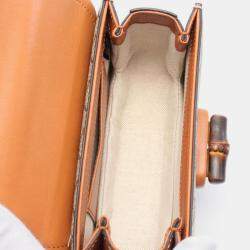 Pre Owned حقيبة حزام غووتشي بامبو 1947 ميني بحزام خصر من قماش مطلي وجلد بيج بني