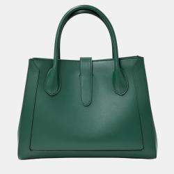 Pre Owned Gucci Jackie Medium Green Leather Tote Bag