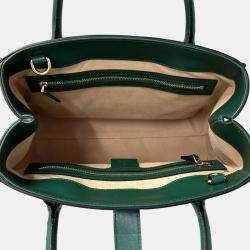 Pre Owned Gucci Jackie Medium Green Leather Tote Bag