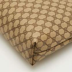 Pre Owned Gucci Sherry Beige/Brown GG Supreme Canvas and Leather Tote