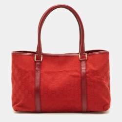 مملوكة مسبقًا Gucci Red GG Canvas and Leather Tote