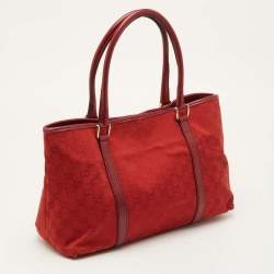 مملوكة مسبقًا Gucci Red GG Canvas and Leather Tote