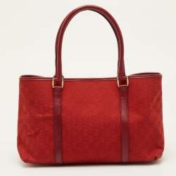مملوكة مسبقًا Gucci Red GG Canvas and Leather Tote
