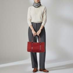 مملوكة مسبقًا Gucci Red GG Canvas and Leather Tote