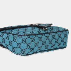 Pre Owned Gucci Blue GG Canvas Diagonal Small GG Marmont Bag