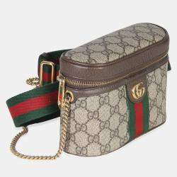 Pre Owned حقيبة حزام غوتشي أوفيديا جي جي قماش مطلي صغير بسلسلة