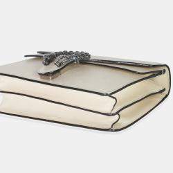 Pre Owned حقيبة غوتشي ديونيسوس جلد عجل محبب أبيض غامض كريستال صغيرة