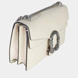 Pre Owned حقيبة غوتشي ديونيسوس جلد عجل محبب أبيض غامض كريستال صغيرة