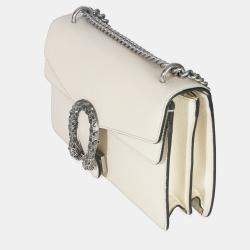 Pre Owned حقيبة غوتشي ديونيسوس جلد عجل محبب أبيض غامض كريستال صغيرة