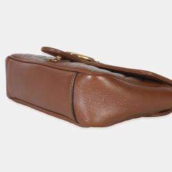 Pre Owned حقيبة كتف غوتشي ميني مارمونت من جلد العجل بني ماتلاسيه مبطن بشكل قطري