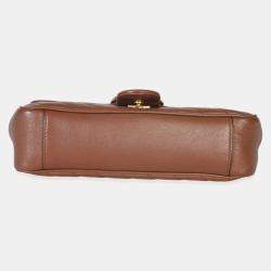 Pre Owned حقيبة كتف غوتشي ميني مارمونت من جلد العجل بني ماتلاسيه مبطن بشكل قطري