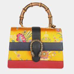 Pre Owned حقيبة غوتشي ديونيسوس يد علوية ميديوم توكيو ساتان جلد عجل بامبو ويب صفراء