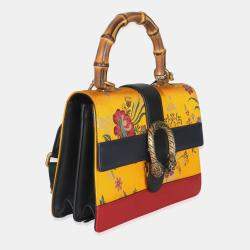 Pre Owned حقيبة غوتشي ديونيسوس يد علوية ميديوم توكيو ساتان جلد عجل بامبو ويب صفراء