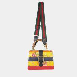 Pre Owned حقيبة غوتشي ديونيسوس يد علوية ميديوم توكيو ساتان جلد عجل بامبو ويب صفراء