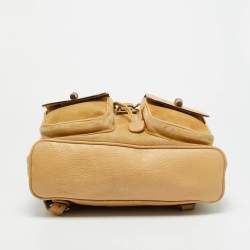 Pre Owned حقيبة ظهر غوتشي بامبو جيب بيج جلد سويدي بحبل للشد