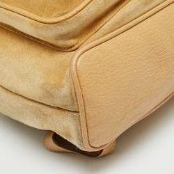 Pre Owned حقيبة ظهر غوتشي بامبو جيب بيج جلد سويدي بحبل للشد