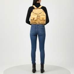 Pre Owned حقيبة ظهر غوتشي بامبو جيب بيج جلد سويدي بحبل للشد