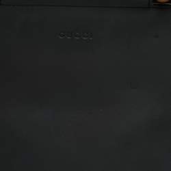 Pre Owned Gucci Nymphaea Black Leather Top Handle Bag