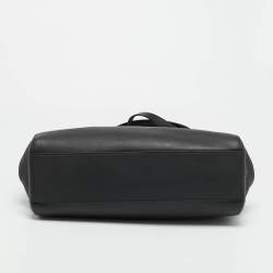 Pre Owned Gucci Nymphaea Black Leather Top Handle Bag