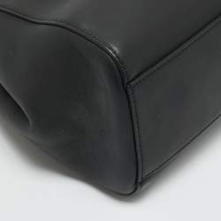 Pre Owned Gucci Nymphaea Black Leather Top Handle Bag