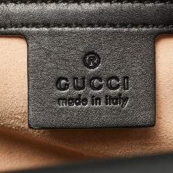 Pre Owned Gucci Nymphaea Black Leather Top Handle Bag