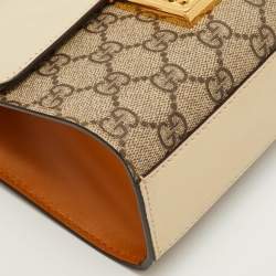 Pre Owned Gucci Padlock Small Beige/Brown GG Supreme Canvas and Leather Chain Shoulder Bag