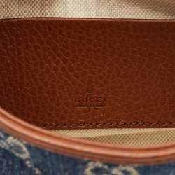 Pre Owned حقيبة كتف غوتشي جاكي 1961 صغيرة دنيم جي جي أزرق/بني وجلد