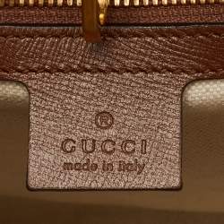 مملوكة مسبقًا حقيبة يد غوتشي كانفاس و جلد GG سوبريم بنية / بيج متشابكة صغيرة رترو